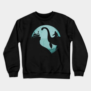 Bigfoot Riding Lochn Ness Monster, Sasquatch Ufo Nessie Alien Crewneck Sweatshirt